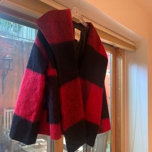 BB DAKOTA RED PLAID COAT SIZE XS
